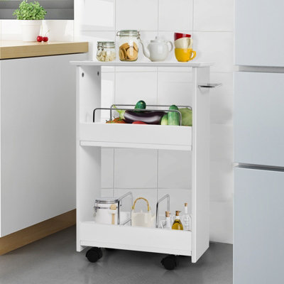 Costway Slim Bathroom Storage Cabinet Rolling Storage Organizer Cart w/ 2-Tier Shelves - 9