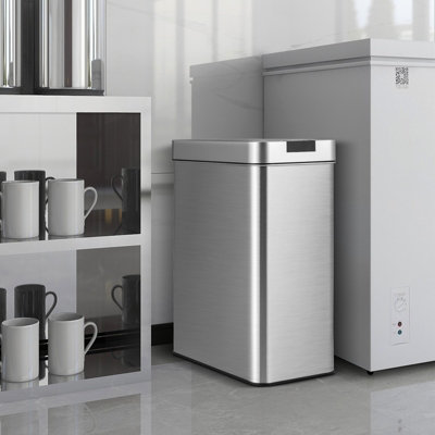Costway Slim Kitchen Trash Can 50L Automatic Sensor Garbage Can w/ Wing Lids - 3