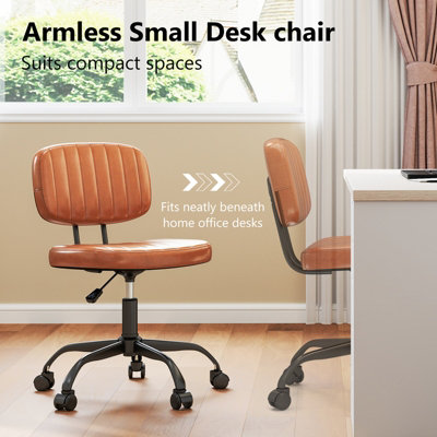 COSTWAY Small Armless Office Chair Adjustable & Swivel Computer Task ...