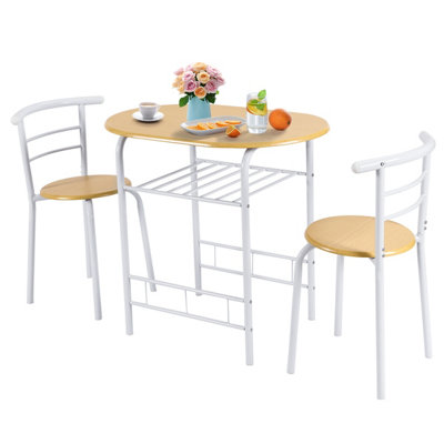 Costway Small Table and 2 Chairs 3PCS Bar Kitchen Dining Breakfast ...