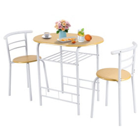 Costway Small Table and 2 Chairs 3PCS Bar Kitchen Dining Breakfast Furniture Set w/ Shelf