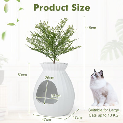 Costway Smart Plant Cat Litter Box Electronic Odor Removal & Sterilization w/ Faux Plant