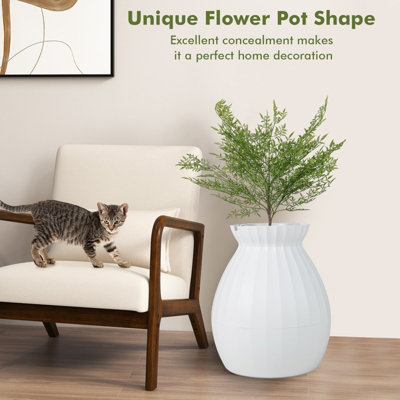 Costway Smart Plant Cat Litter Box Electronic Odor Removal & Sterilization w/ Faux Plant - 3