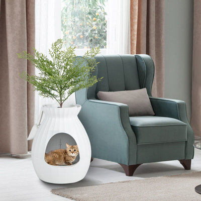 Costway Smart Plant Cat Litter Box Electronic Odor Removal & Sterilization w/ Faux Plant - 4