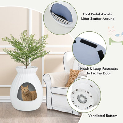 Costway Smart Plant Cat Litter Box Electronic Odor Removal Sterilization w Faux Plant