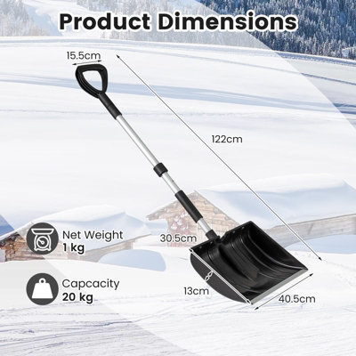 COSTWAY Snow Shovel for Driveway & Car Lightweight & Portable Snow ...