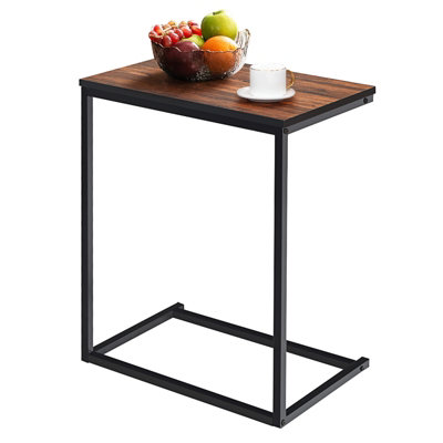 Costway Sofa Side Table C-Shaped Industrial Coffee Snack Table Laptop Stand Metal Frame