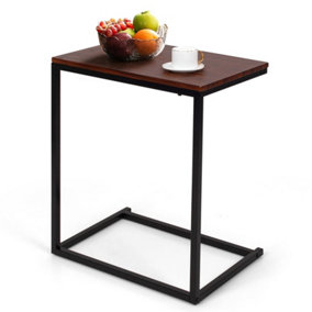 Costway Sofa Side Table C-Shaped Industrial Coffee Snack Table Laptop Stand Metal Frame