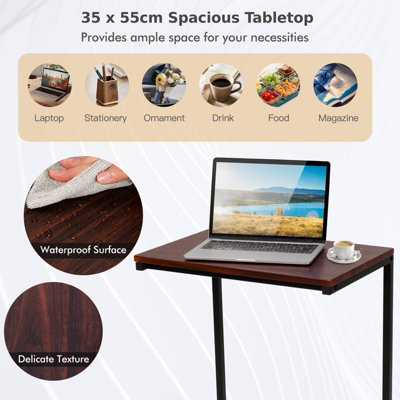 Costway Sofa Side Table C-Shaped Industrial Coffee Snack Table Laptop ...
