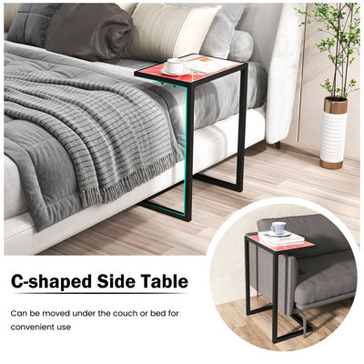 Costway Sofa Side Table C-Shaped Outdoor Coffee Snack Table Laptop Stand Metal Frame - 6