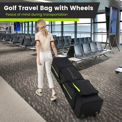 Costway Soft-Sided Waterproof Golf Travel Bag Foldable Golf Club Cover w/ Wheels - 4