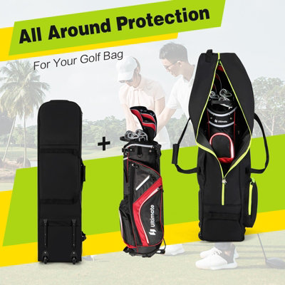 Costway Soft-Sided Waterproof Golf Travel Bag Foldable Golf Club Cover w/ Wheels - 5
