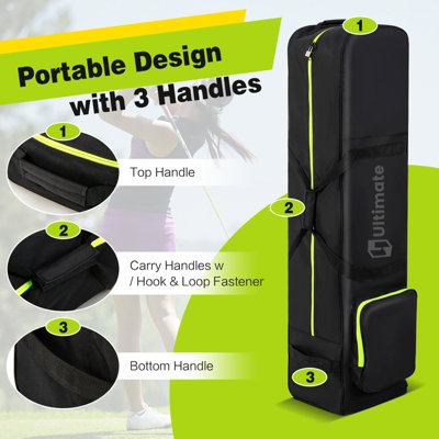 Costway Soft-Sided Waterproof Golf Travel Bag Foldable Golf Club Cover w/ Wheels - 6