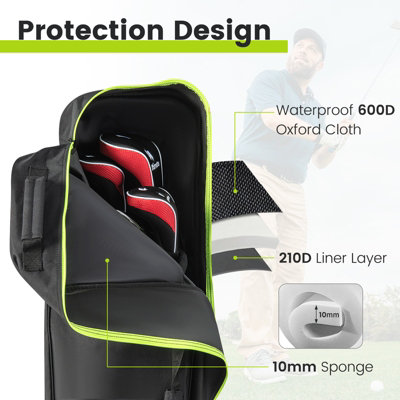 Costway Soft-Sided Waterproof Golf Travel Bag Foldable Golf Club Cover w/ Wheels - 7