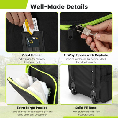 Costway Soft-Sided Waterproof Golf Travel Bag Foldable Golf Club Cover w/ Wheels - 9