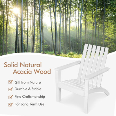 Costway Solid Acacia Wood Adirondack Chair Outdoor Patio Chair Lawn Chair