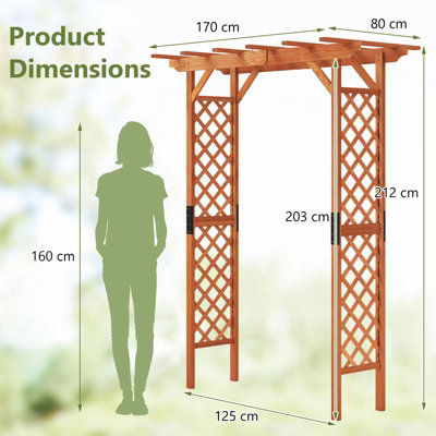 Costway Solid Wood Garden Arbor Outdoor Trellis Arch for Climbing ...