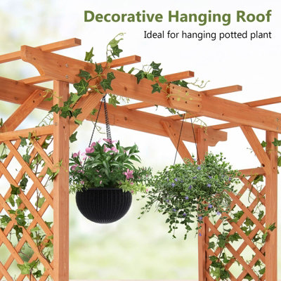 Costway Solid Wood Garden Arbor Outdoor Trellis Arch for Climbing ...