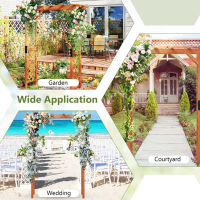 Costway Solid Wood Garden Arbor Outdoor Trellis Arch for Climbing ...