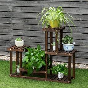 Costway Solid Wood Plant Stand Indoor Outdoor Multi Layer Plant Pot Holder