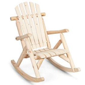 Costway Solid Wood Rocking Chair w/ Comfortable Pine & Fir Porch Rocker