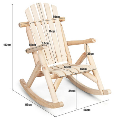 Costway Solid Wood Rocking Chair w/ Comfortable Pine & Fir Porch Rocker