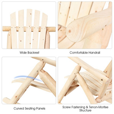 Costway Solid Wood Rocking Chair w/ Comfortable Pine & Fir Porch Rocker