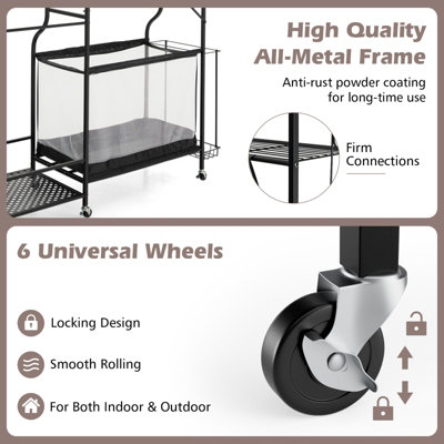 Costway Sports Equipment Organizer Metal Ball Storage Rack Golf Bag Holder - 5