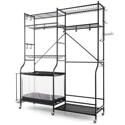 Costway Sports Equipment Organizer Metal Ball Storage Rack Golf Bag Holder - 9