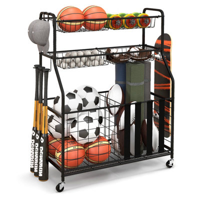 COSTWAY Sports Equipment Storage Rack Garage Sports Equipment Storage-Black