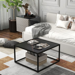 Costway Square Coffee Table Faux Marble Center Cocktail Tea Table Accent Side End Table