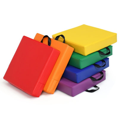Costway Square Soft Kids Floor Cushion Waterproof Kids Cushion w/ Ergonomic Handle