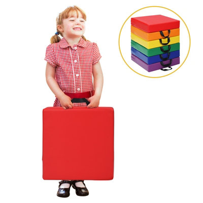 Costway Square Soft Kids Floor Cushion Waterproof Kids Cushion w/ Ergonomic Handle