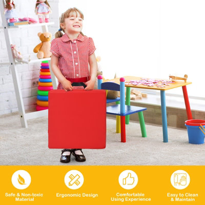 Costway Square Soft Kids Floor Cushion Waterproof Kids Cushion w/ Ergonomic Handle - 7
