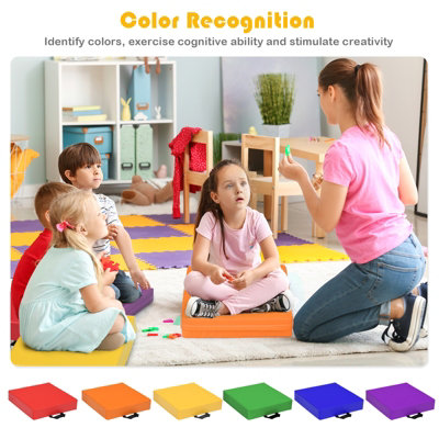 Costway Square Soft Kids Floor Cushion Waterproof Kids Cushion w/ Ergonomic Handle - 8