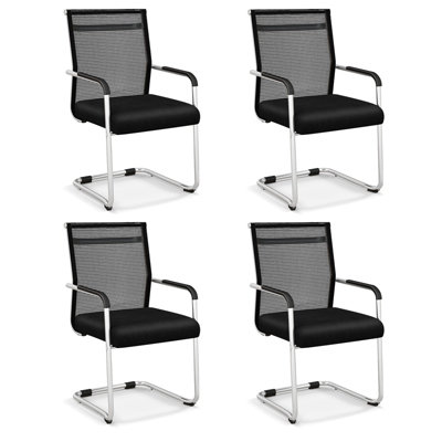 Costway Stackable Office Reception Chairs Set of 4 Mid Back Guest Chairs