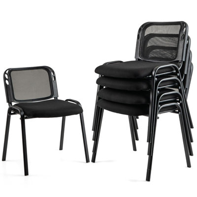COSTWAY Stackable Reception Guest Chairs Set of 5 Waiting Room Chairs -Black