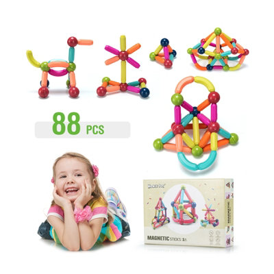 Costway Stacking Magnetic Balls and Rods Set Kids Building Set Toy ...