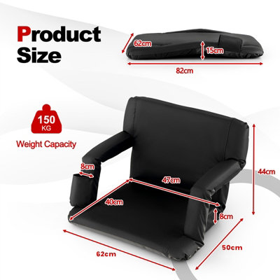 Costway Stadium Seat Foldable Bleacher Chair w/ Back Support & 6 Reclining Positions