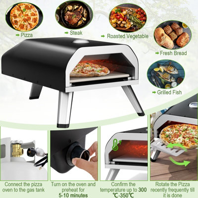 Costway Stainless Steel Pizza Maker Backyard 4kW Foldable Pizza Oven Outdoor Cooking
