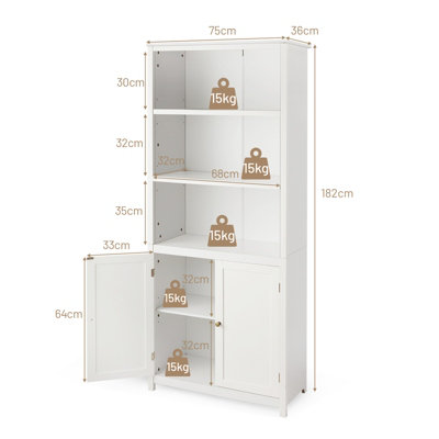 Costway Standing Bookcase Wooden Display Storage Cabinet