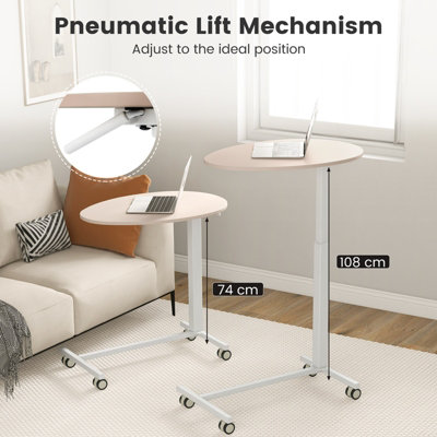 Costway Standing Laptop Table Height Adjustable Rolling Desk w/ Oval ...
