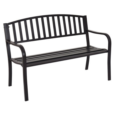 Costway Steel Garden Bench Outdoor Patio Loveseat Bench with High Backrest