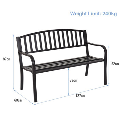 Costway Steel Garden Bench Outdoor Patio Loveseat Bench with High Backrest
