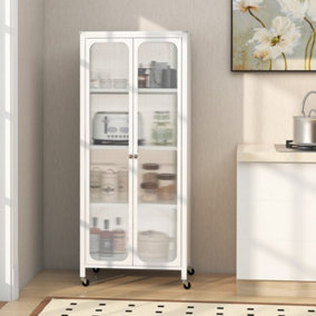 Costway Storage Cabinet Mobile 2 Doors Food Pantry Cupboard Cabinet w/ Adjustable Shelves
