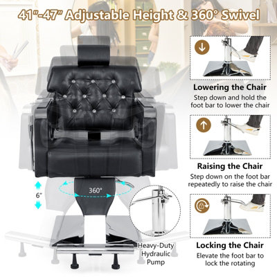 Costway Styling Salon Barber Chair Swivel Hairdressing Chair 6-Level ...