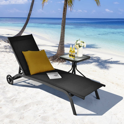 Costway Sun Lounger 6-Level Adjustable Fabric Chaise Chair Outdoor Relaxing Recliner - 4