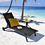 Costway Sun Lounger 6-Level Adjustable Fabric Chaise Chair Outdoor Relaxing Recliner