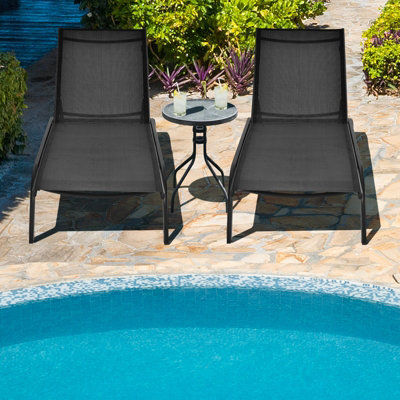 Costway Sun Lounger 6-Level Adjustable Fabric Chaise Chair Outdoor Relaxing Recliner - 5