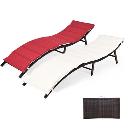 Costway Sun Lounger with Double-sided Cushioned Seat for Garden Lawn Backyard